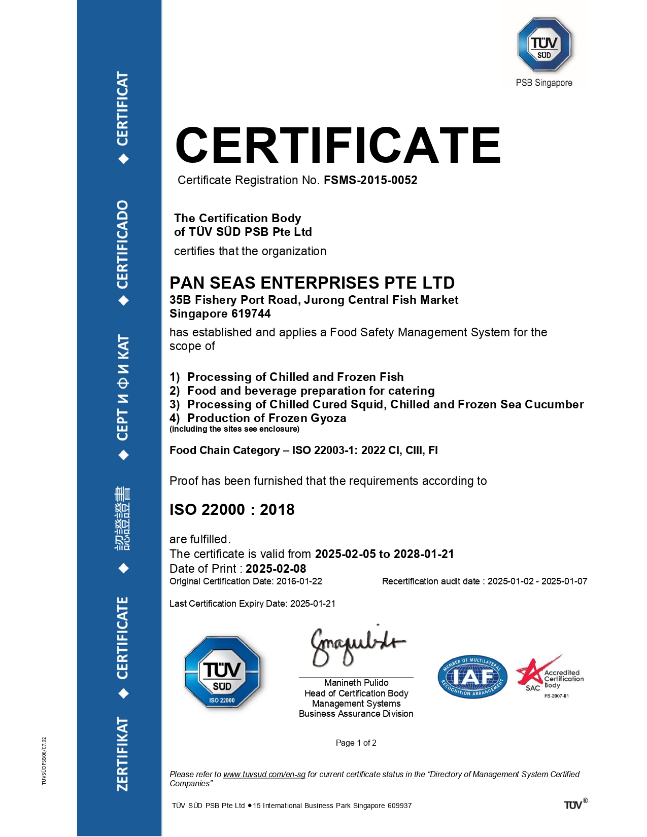ISO Certificate Page 1